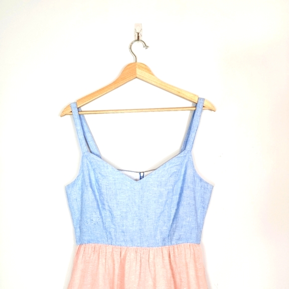 Cynthia Rowley 100% Linen Color Blocked Dress with Pockets Size Medium - Picture 2 of 8